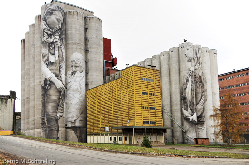Hausmalerei an altem Getreidesilo in Hämeenlinna